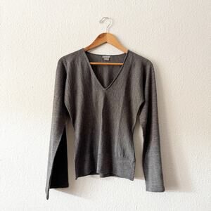 Ann Taylor Sweater Womens XS gray v neck office work casual